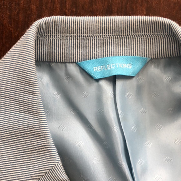 REFLECTIONS 2-Piece Costal Beach Cotton Blend Baby Blue Pinstripe Suit - Picture 13 of 13